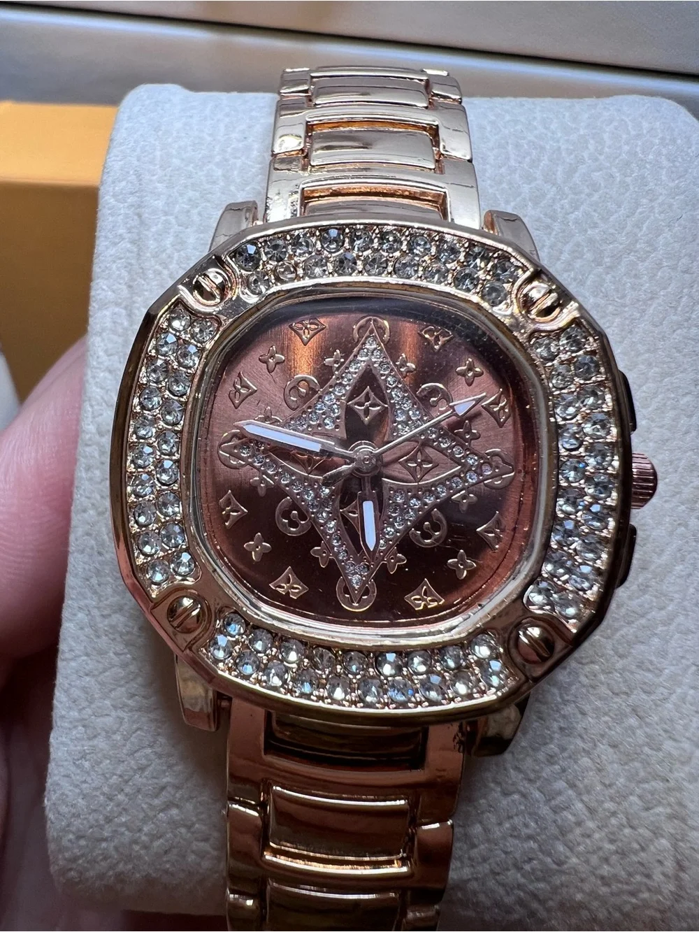 Rose Gold CZ Stone Accent Women's Bracelet Watch